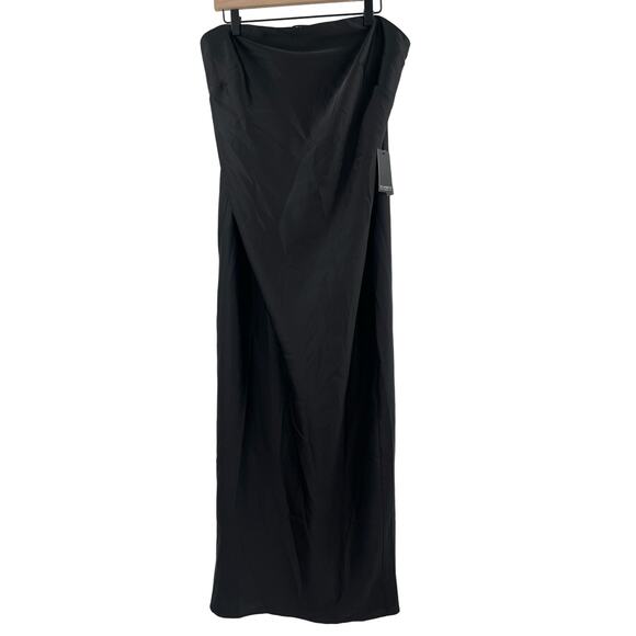 ELOQUII Dress Size 14 Satin Tube Maxi Black Cocktail Evening Formal Wedding NWT - Picture 3 of 13